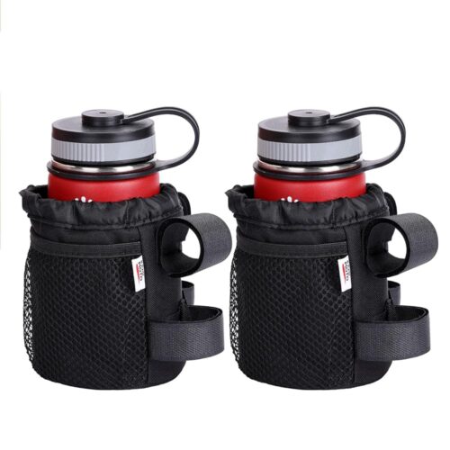 KEMIMOTO Bike Cup Holder 2 PCS, Bicycle Water Bottle Holder for Bike Handlebar, Bike Drink Holder with Mesh Pockets Phone Bag, Compatible with Road Bike MTB E-Bike Scooter...