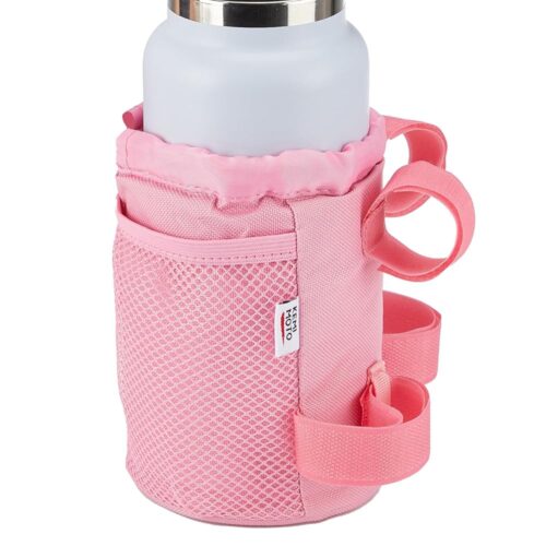 KEMIMOTO Bike Cup Holder, Pink Bicycle Water Bottle Holder for Bike Handlebar, Bike Drink Holder with Mesh Pockets Phone Bag, Compatible with Road Bike MTB E-Bike Scooter...