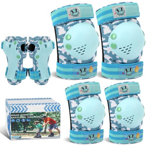 Kids Knee Pads for Girls Boys Toddler 3-8 Years Old Knee and Elbow Pads with Wrist Guards Youth Protective Gear Set for Skateboard Cycling Roller Bike Inline Scooter Skating