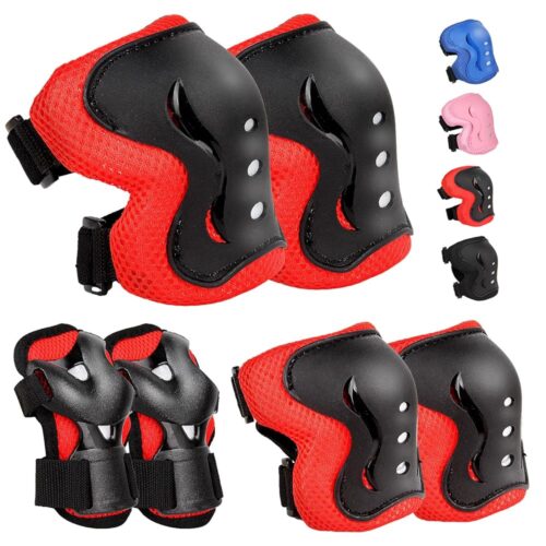 Kids Safety Protective Gear Set for Ages 3-12 Years, Adjustable Knee Pads, Elbow Pads, Wrist Guards for Boys Girls Youth Skateboard, Roller Skating, Scooter, Cycling