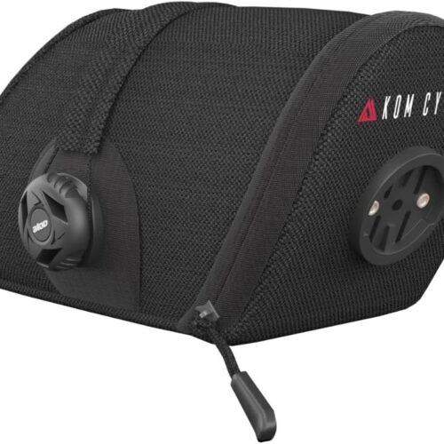 KOM Cycling Saddle Bag - Bike Saddle Bag to Carry Multi-Tool, Tube, Tire Levers, Securely Under Bike Seat Featuring for Garmin Varia Mount, ATOP Lacing Dial, and Inner Pocket...