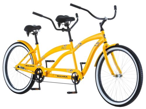 Kulana Lua Tandem Bike, Beach Cruiser Bike for Adult Men Women, Double Rider Bicycle, 26-Inch Wheels, Steel Frame, Single or 7-Speed Option