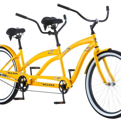 Kulana Lua Tandem Bike, Beach Cruiser Bike for Adult Men Women, Double Rider Bicycle, 26-Inch Wheels, Steel Frame, Single or 7-Speed Option