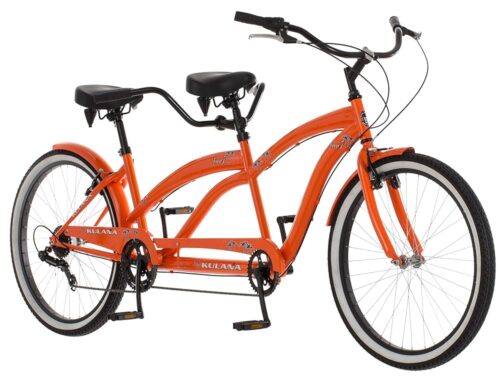 Kulana Lua Tandem Bike, Beach Cruiser Bike for Adult Men Women, Double Rider Bicycle, 26-Inch Wheels, Steel Frame, Single or 7-Speed Option