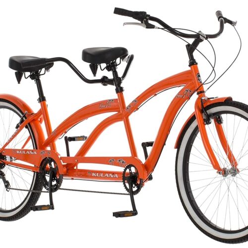 Kulana Lua Tandem Bike, Beach Cruiser Bike for Adult Men Women, Double Rider Bicycle, 26-Inch Wheels, Steel Frame, Single or 7-Speed Option