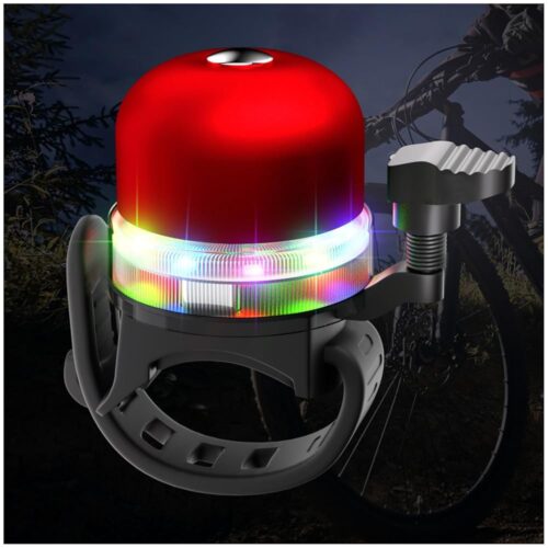 LED Light Up Bike Bell for Kids & Adults, 3 Modes of Light Bicycle Bell with Loud Crisp Sound, Adjustable Bicycle Bell Fits Any Bike Handlebar