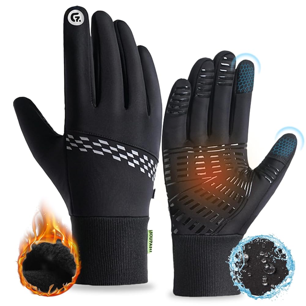 Lightweight Winter Gloves for Men & Women, Touchscreen Windproof Thermal Gloves, Water-Resistant Anti-Slip Warm Gloves for Cycling, Running, Hiking, Driving