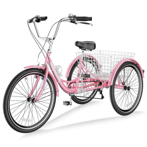 LILYPELLE Adult Tricycles 7 Speed, 3 Wheel Bikes Adult Trikes 20/24/26 inch, Three-Wheeled Bicycles Cruise Trike with Shopping Basket for Seniors, Women, Men