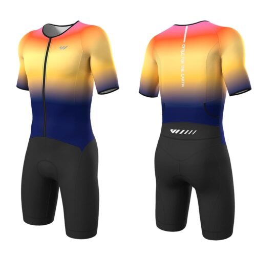 Logas Men‘s Triathlon Suit Trisuit Race Skinsuit Cycling Speed Suit Swimskin Bike Swim Run