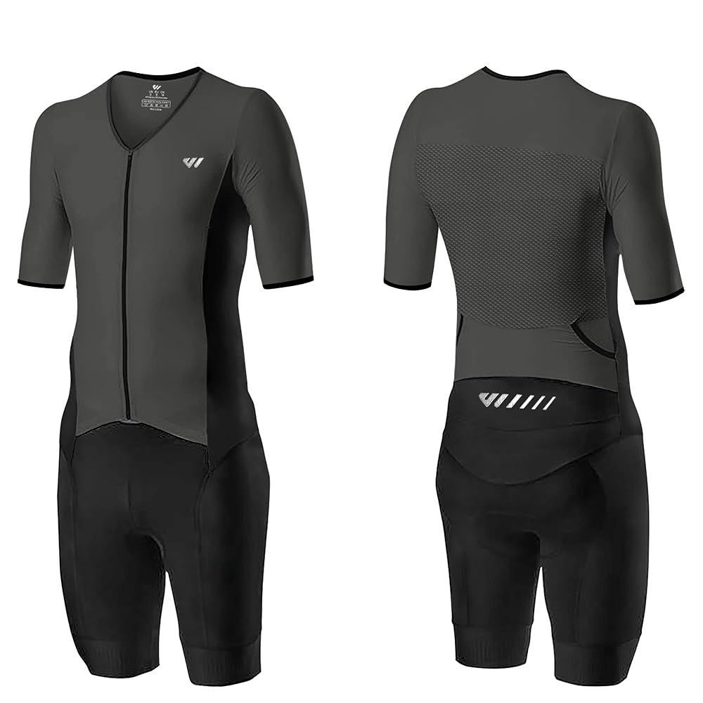 Logas Men‘s Triathlon Suit Trisuit Race Skinsuit Cycling Speed Suit Swimskin Bike Swim Run