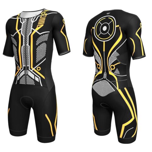 Logas Men‘s Triathlon Suit Trisuit Race Skinsuit Cycling Speed Suit Swimskin Bike Swim Run