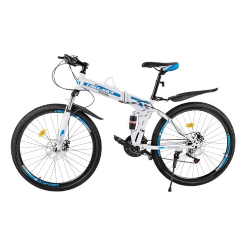 LYNICESHOP 26-Inch Folding Mountain Bike, 21-Speed Men’s MTB Bicycle, School, Dual Disc Brakes, Portable & Compact