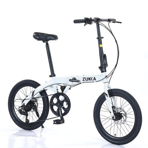 MEGHNA Folding Bike 20inch 7 Speed Lightweight Aluminum Frame Dual Disc Brakes Foldable City Bike Commuter Bike for Women Men Junior Senior