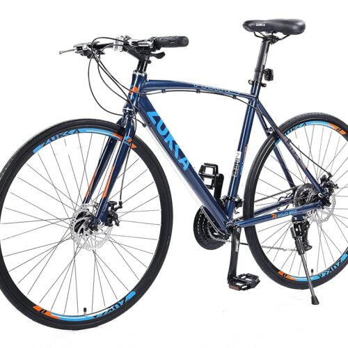 MEGHNA Road Bike 700C Wheels 3x8 / 24 Speed Dual Disc Brake Road Bike Flat Handlebar Hybrid Bike Commuter Bike for Women Men Junior Senior