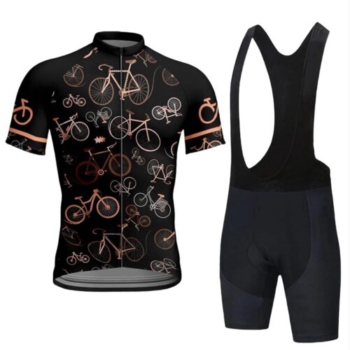 Men's Cycling Jersey Set Road Bike Jersey Zip Pocket Short Sleeve Cycling Clothing 9D Padded Bib Shorts