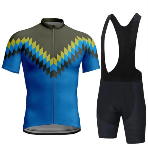 Men's Cycling Jersey Set Zip Pocket Short Sleeve Cycling Clothing Bib Shorts 9D Padded Short Sleeve Outfits Quick-Dry