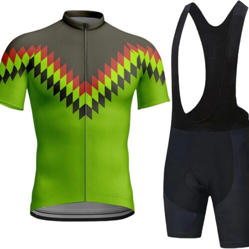 Men's Cycling Jersey Set Zip Pocket Short Sleeve Cycling Clothing Bib Shorts 9D Padded Short Sleeve Outfits Quick-Dry