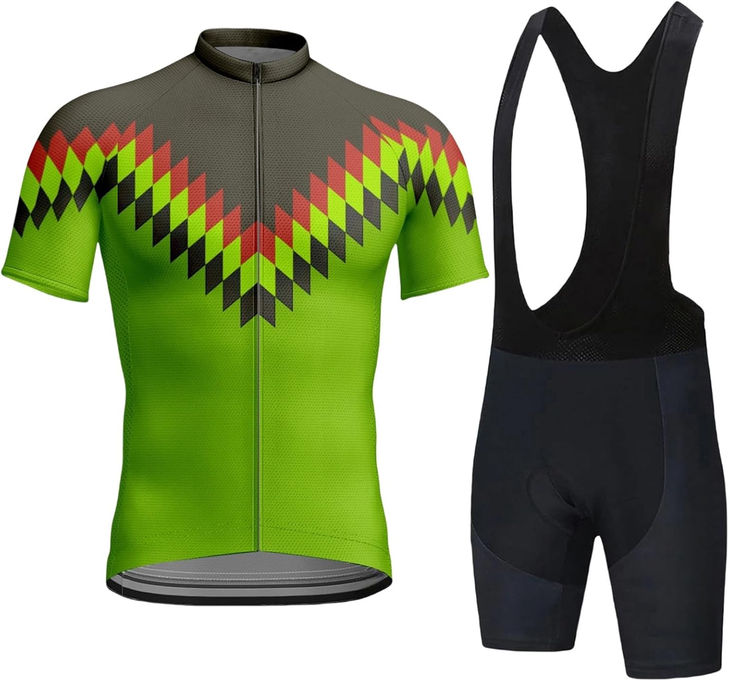 Men's Cycling Jersey Set Zip Pocket Short Sleeve Cycling Clothing Bib Shorts 9D Padded Short Sleeve Outfits Quick-Dry