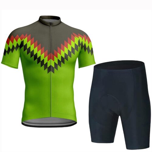 Men's Cycling Jersey Set Zip Pocket Short Sleeve Cycling Clothing Bib Shorts 9D Padded Short Sleeve Outfits Quick-Dry