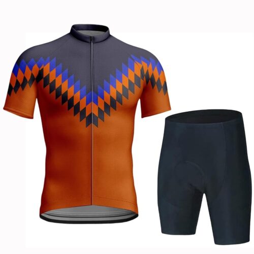 Men's Cycling Jersey Set Zip Pocket Short Sleeve Cycling Clothing Bib Shorts 9D Padded Short Sleeve Outfits Quick-Dry