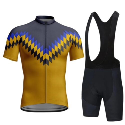 Men's Cycling Jersey Set Zip Pocket Short Sleeve Cycling Clothing Bib Shorts 9D Padded Short Sleeve Outfits Quick-Dry