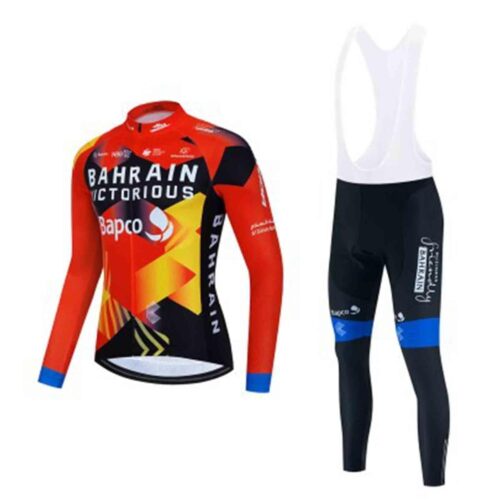 Men's Cycling Jersey Suit Cycle Long Sleeve Shirt and 20D Padded Bib Shorts Road Bicycle Clothes & Mountain Bike Pants Set