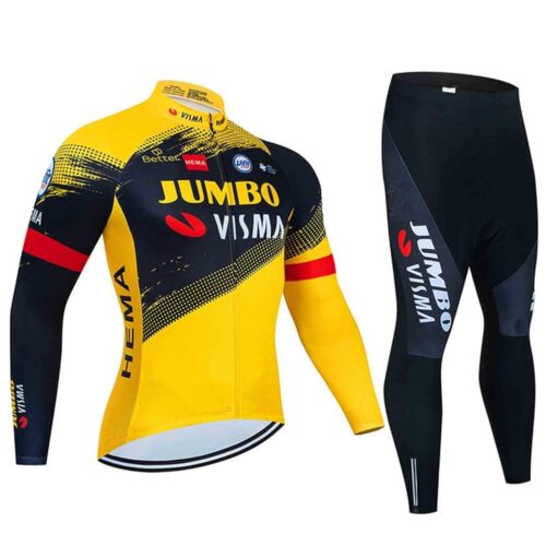 Men's Cycling Jersey Suit Cycle Long Sleeve Shirt and 20D Padded Bib Shorts Road Bicycle Clothes & Mountain Bike Pants Set