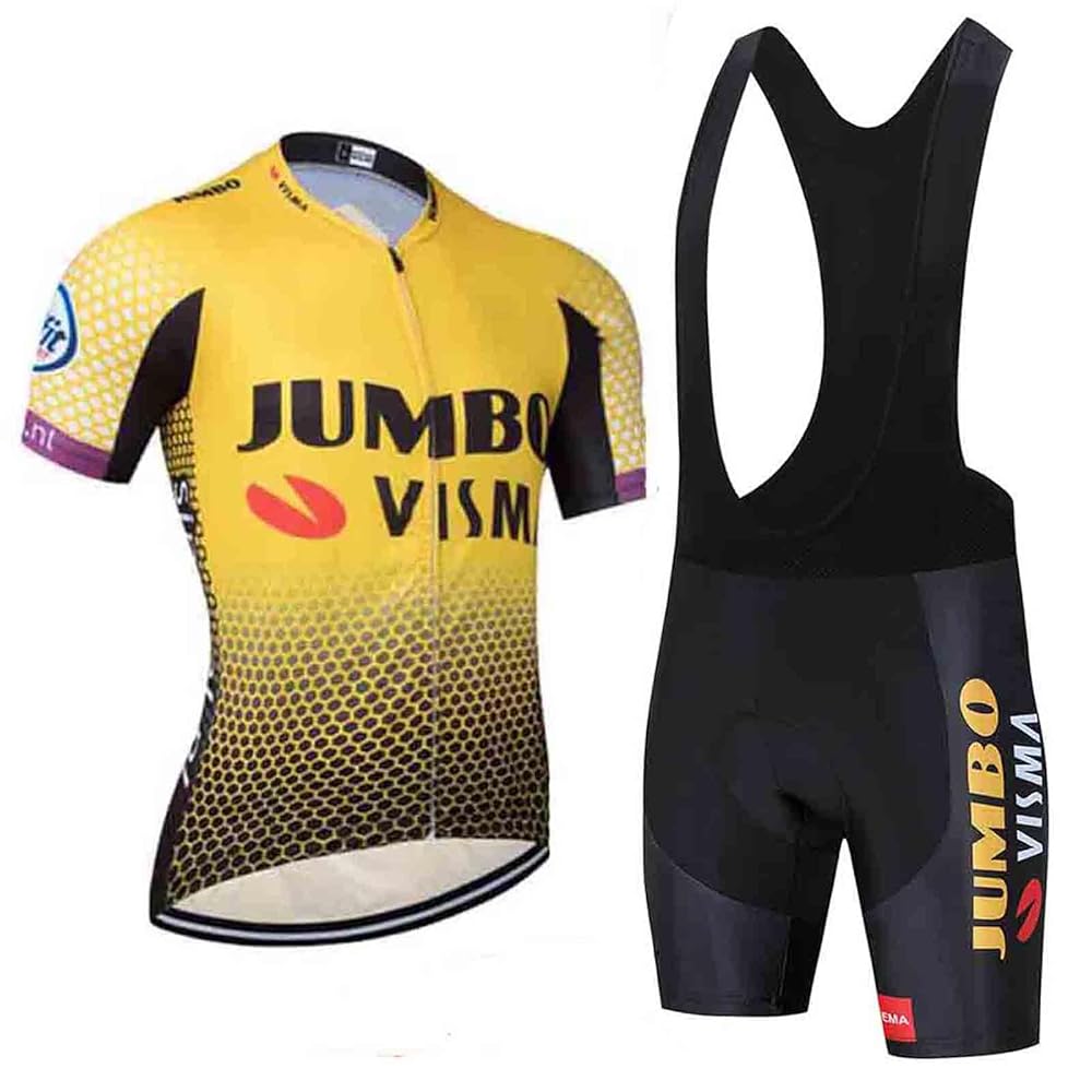 Men's Cycling Jersey Suit Cycle Short Sleeve Shirt and 20D Padded Bib Shorts Road Bicycle & Mountain Bike Set Clothes