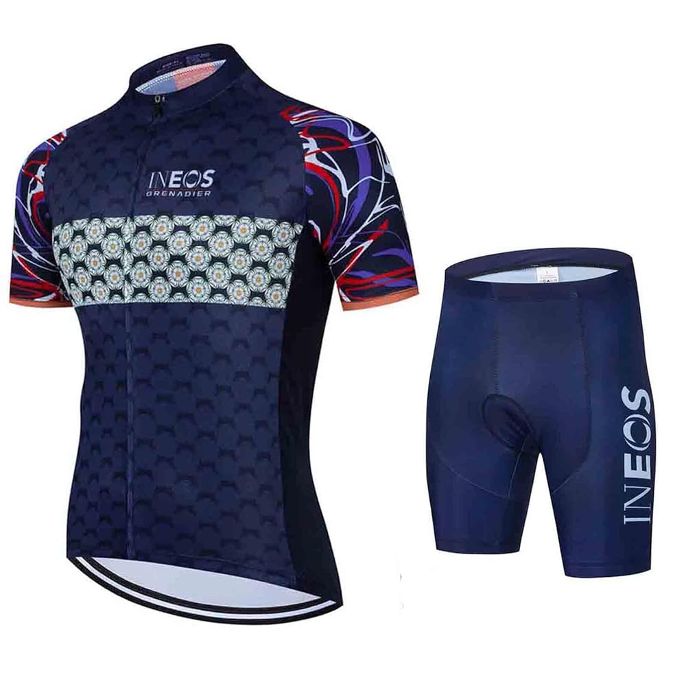 Men's Cycling Jersey Suit Cycle Short Sleeve Shirt and 20D Padded Shorts Road Bicycle & Mountain Bike Set Clothes