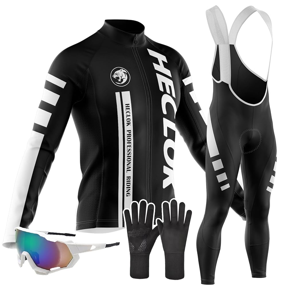 Men's Cycling Suit Windproof Lightweight Cycle Clothing Set, 9D Padded Bib Tight for Bicycle Riding Cycling Jersey