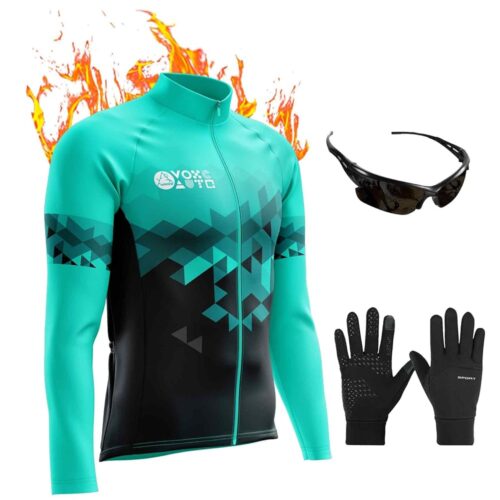 Men's Winter Cycling Suit.Windproof Lightweight Thermal Cycle Clothing Set - Long Sleeve Warm Jersey