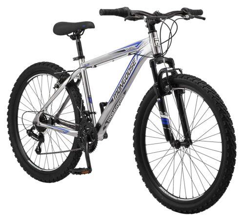 Mongoose Flatrock 21-Speed Hardtail Mountain Bike, 24 to 29-Inch Wheels, for Men Women Boys and Girls, Front Suspension, 14.5 to 18-Inch Aluminum Frame Options