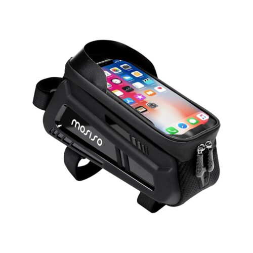 MOSISO Bike Bag Bicycle Phone Front Frame Bag, Waterproof TPU Bike Handlebar Bag, 1.5L Bike Top Tube Phone Holder Mount Case Road Mountain Cycling Storage Pouch for Cell Phone...