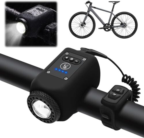 Mountain Bike Electronic Horn Bell, 2024 Upgraded Electric Night Walking Flashlight Accessories, 110db Loud Alarm Bike Speaker, IPX5 Waterproof USB Rechargeable Bike Electronic...