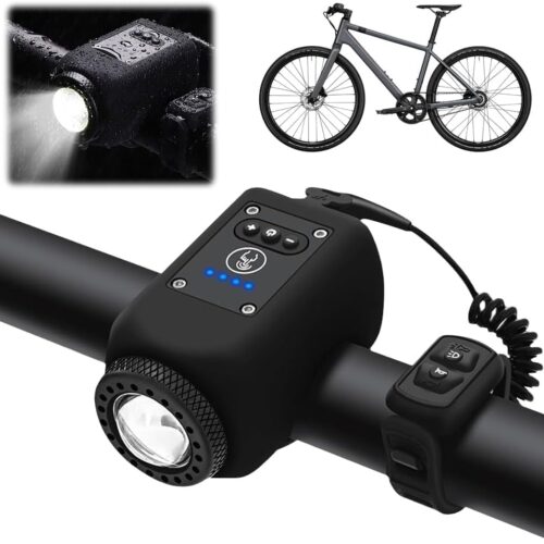 Mountain Bike Electronic Horn Bell, 2024 Upgraded Electric Night Walking Flashlight Accessories, 110db Loud Alarm Bike Speaker, IPX5 Waterproof USB Rechargeable Bike Electronic...