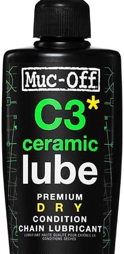 Muc-Off C3 Ceramic Dry Chain Lube, 120 Milliliters - Premium Bike Chain Lubricant with UV Tracer Dye - Formulated for Dry and Dusty Weather Conditions