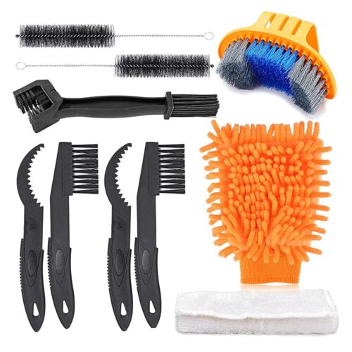 Oumers Bike Cleaning Tools Set (10 Pack), Bicycle Clean Brush Kit Make Mountain, Road, City, Hybrid, BMX and Folding Bike Chain/Crank/Sprcket/Tire Corner Rust Blot Dirt Clean |...