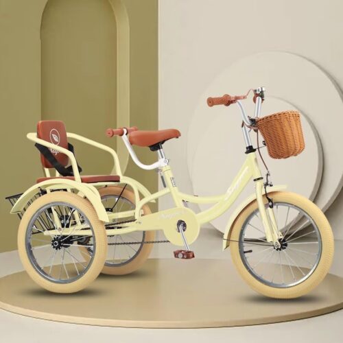 Outdoor Tricycle with Foot Pedals,Tandem Tricycle with Front Wheel Caliper Brake,Back seat with Belt and armrest,3 Wheels Bicycle,Cruiser Trike,Pneumatic tire Spoke Wheels