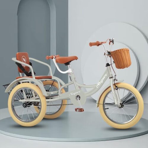 Outdoor Tricycle with Foot Pedals,Tandem Tricycle with Front Wheel Caliper Brake,Back seat with Belt and armrest,3 Wheels Bicycle,Cruiser Trike,Pneumatic tire Spoke Wheels