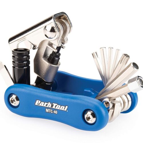 Park Tool MTC-40 Bicycle Multi-Tool with 2.5 to 8mm Hex Wrenches, T25 & T30, Screwdriver, Chain Tool & CO₂ Inflator Adapter