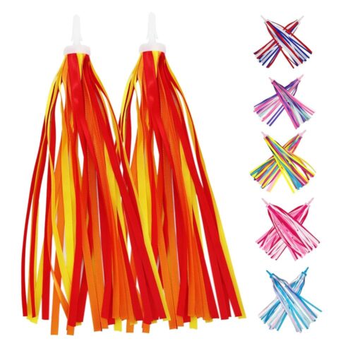 PLATT Kid's Bicycle Handlebar Streamers Colorful Ribbons Tassel for Girls Boys Bicycle Handlebar Scooter Handgrip (1Pair) (orange)