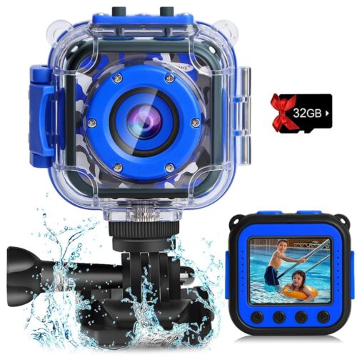 PROGRACE Kids Waterproof Camera for Boy Toys - Gifts for Boy Waterproof Digital Camera Underwater Video Camera for Kids Age 3-14 Year Old Birthday Presents with 32GB Card