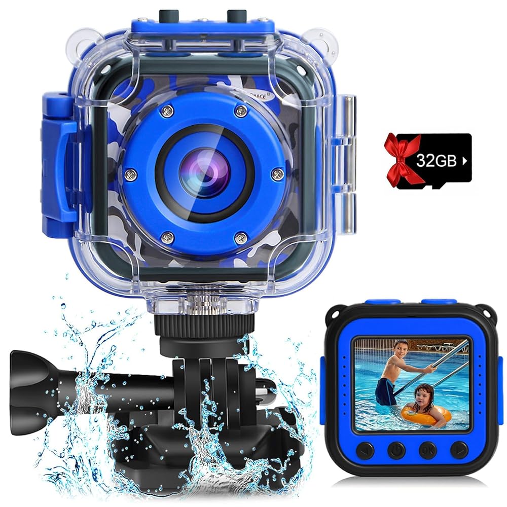 PROGRACE Kids Waterproof Camera for Boy Toys - Gifts for Boy Waterproof Digital Camera Underwater Video Camera for Kids Age 3-14 Year Old Birthday Presents with 32GB Card PROGRACE Kids Waterproof Camera for Boy Toys - Gifts for Boy Waterproof Digital Camera Underwater Video Camera for Kids Age 3-14 Year Old Birthday Presents with 32GB Card