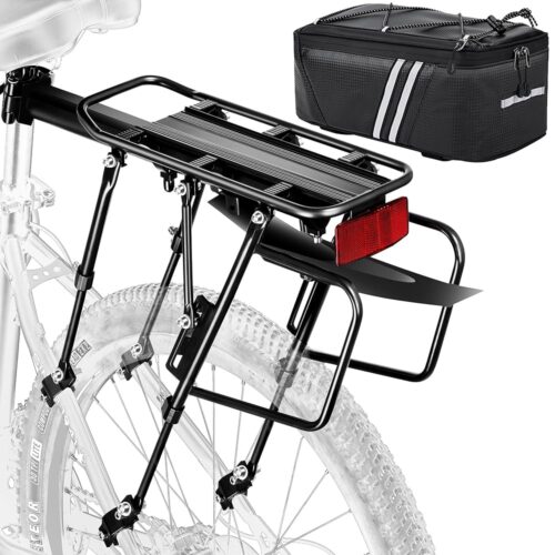 Rear Bike Rack,310 LB Capacity Solid Bearings Bike Cargo Rack w/Fender & Large Size Reflective,Quick Release Mountain Road Bicycle Rear Racks,Universal Bike Luggage Touring...