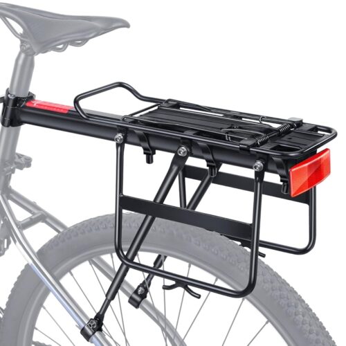 Rear Bike Rack Bike Cargo Rack, Adjustable Bicycle Luggage Cargo Rack with Reflector, Frame Aluminum Alloy Quick Release Mountain Road Bicycle Rear Racks, Most 110 LB Capacity