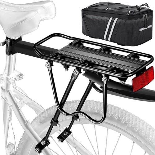 Rear bike rack,Bike Cargo Rack w/Fender & Large Size Reflective,Quick Release Mountain Road Bicycle Rear Racks,Universal Bike Luggage Rack,Large Capacity Bike Pannier Rack,YONTUO