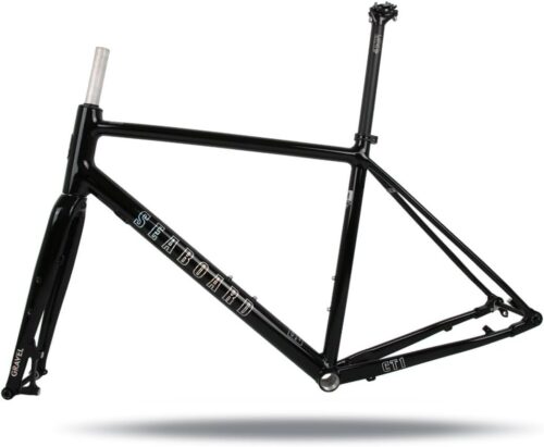 Road Bike Frameset Gravel Bikes Frame 700C Disc Brake Frame Aluminum Alloy Bike Frame 44cm 47cm 50cm 53cm Thru Axle Frame 100/142mm BSA BB68mm(Gloss Black,50cm)