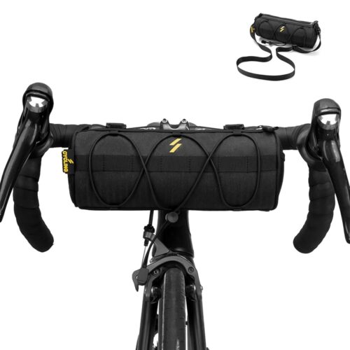 ROCKBROS Bike Handlebar Bag Small Bicycle Handle Bar Bag Handy Front Bike Bags Handlebar Storage Pouch Pack with Shoulder Strap Little Mountain Road Bike Barrel Bag