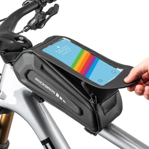 ROCKBROS Bike Phone Front Frame Bag Bicycle Top Tube Handlebar Bag 3D EVA Bike Phone Mount Holder Bag Bike Accessories Cycling Pouch 1.7L Compatible Phones Under 6.8”