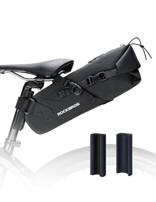 ROCKBROS Bikepacking Bag Bike Saddle Bag Large Capacity Bikepacking Seat Bag Waterproof Bike Seat Bag Max 3L